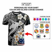Custom Hawaii Tropical T Shirt Hammerhead Shark and Coat of Arm Polynesian Island
