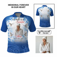 Custom Photo Memorial Forever in our Heart Polo Shirt Mixed Polynesian Pattern