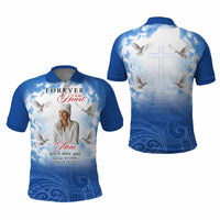 Custom Photo Memorial Forever in our Heart Polo Shirt Mixed Polynesian Pattern