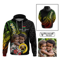 Custom Photo Vanuatu Provinces Hoodie Vanuatuan Pig Tusk and Pacific Beauty Flower CTM09 Multicolor - Polynesian Pride