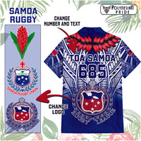 Custom Samoa Rugby Hawaiian Shirt Custom Text And Number With Toa Samoa, Manu Samoa And Manu Samoa 7s Logo - Polynesian Pride