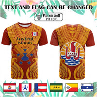 Custom French Polynesia T Shirt Five Groups Of Islands Flag Plumeria Polynesian Tribal