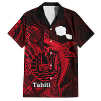 Custom French Polynesia Hawaiian Shirt Map Of Islands Flag Hibiscus With Polynesian Shark Tattoo