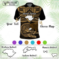Custom American Samoa Polo Shirt Coat Of Arms With Districts Map Polynesian Pattern