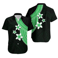 Polynesian Couples Matching Outfits Combo Long Sleeve Dress With Plumeria Flower Green LT6 - Polynesian Pride
