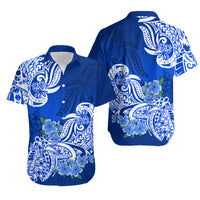 Polynesian Flower Tribal Matching Dress and Hawaiian Shirt Blue LT9 - Polynesian Pride