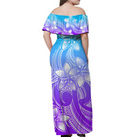 Polynesian Pride Plumeria Flowers Off Shoulder Long Dress Polynesian Tribal Gradient Purple LT9 - Polynesian Pride