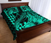 Hawaii Sea Turtle Quilt Bed Set Polynesia Kakau with Kanaka Maoli Turquoise LT9 - Polynesian Pride