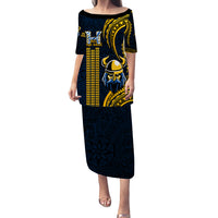 Matching Outfit For Couples Hawaii Hilo High School Puletasi Dress and Hawaiian Shirt Polynesian Kakau Pattern LT14 - Polynesian Pride