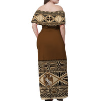 Personalised Tonga Independence Day Off Shoulder Long Dress Ngatu Tapa Style LT7 - Polynesian Pride