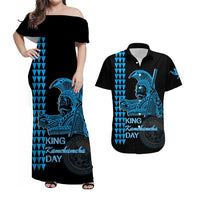 Hawaii Matching Dress and Hawaiian Shirt King Kamehameha Day Blue LT6 Blue - Polynesian Pride