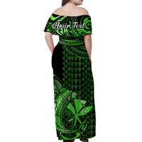 Polynesian Matching Dress and Hawaiian Shirt Hawaii Kakau Kanaka with Tribal Hammerhead Shark Green LT14 - Polynesian Pride