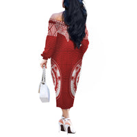 Personalised Tonga Independence Day Off Shoulder Long Sleeves Body Dress Kupesi Pattern Mix Style LT7 - Polynesian Pride