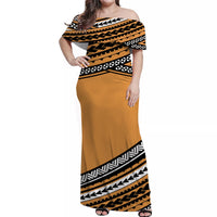Polynesian Off Shoulders Long Dress Simple Gold No.1 LT6 Women Gold - Polynesian Pride
