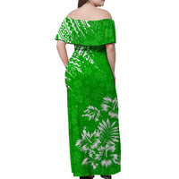 Hawaii Summer Matching Dress and Hawaiian Shirt Mix Polynesian Green LT6 - Polynesian Pride