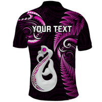 Custom New Zealand Polo Shirt Aotearoa Silver Fern With Manaia Maori Unique Pink LT14 - Polynesian Pride
