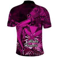 Hawaii Islands Polo Shirt Maui Map Hawaiian Shark With Tropical Flowers LT14 - Polynesian Pride