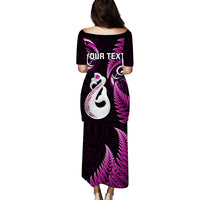 Personalised New Zealand Puletasi Aotearoa Silver Fern With Manaia Maori Unique Pink LT14 - Polynesian Pride