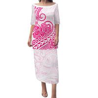 Polynesian Tribal Tattoo Retro Puletasi Dress Pink Screen Color LT9 - Polynesian Pride