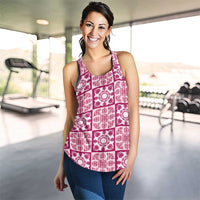 Akala Palaka Quilt Hawaii Women Racerback Tank Hawaiian Tropical Monstera Sea Turtle