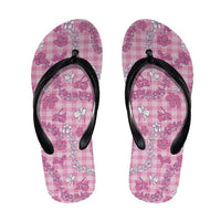 Alaka Aloha Hawaii Flip Flops Plumeria Lei With Palaka Motif - Polynesian Pride