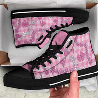 Alaka Aloha Hawaii High Top Shoes Plumeria Lei With Palaka Motif - Polynesian Pride