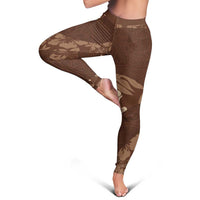 Aloha Hawaii Floral Tapa Leggings Patchwork Mocha - Polynesian Pride