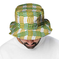 Aloha Hawaii Ilima Maile Lei Bucket Hat Palaka Inspired Hawaiian-plaid White