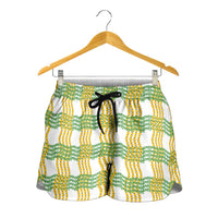 Aloha Hawaii Ilima Maile Lei Shorts for Women Palaka Inspired Hawaiian-plaid White