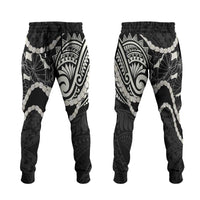 Aloha Hawaii Kalo Pikake Lei Jogger Pants Chest Tattoo Black Hawaiian Pattern