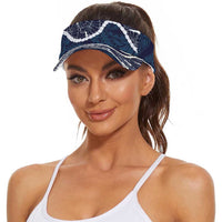 Aloha Hawaii Kalo Pikake Lei Sun Visor Cap Chest Tattoo Oxford Blue Hawaiian Pattern