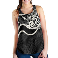 Aloha Hawaii Kalo Pikake Lei Women Racerback Tank Chest Tattoo Black Hawaiian Pattern