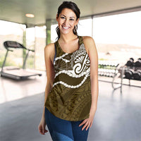 Aloha Hawaii Kalo Pikake Lei Women Racerback Tank Chest Tattoo Gold Hawaiian Pattern