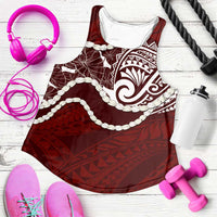 Aloha Hawaii Kalo Pikake Lei Women Racerback Tank Chest Tattoo Oxblood Hawaiian Pattern