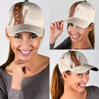 Aloha Hawaii Mikioi Lei Classic Cap Beige Tropical Flower Pattern - Polynesian Pride