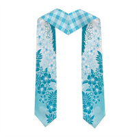Aloha Hawaii Palaka Graduation Stole Blue Plumeria Lei