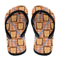 Aloha Hawaii Tiki Palaka Motifs Flip Flops Honohono Lei Orange Elegant Vibes LT14 - Polynesian Pride
