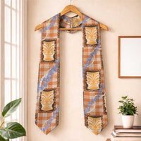 Aloha Hawaii Tiki Palaka Motifs Graduation Stole Honohono Lei Orange Elegant Vibes LT14 One Size Orange - Polynesian Pride
