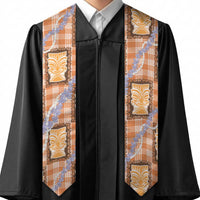 Aloha Hawaii Tiki Palaka Motifs Graduation Stole Honohono Lei Orange Elegant Vibes LT14 - Polynesian Pride