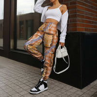 Aloha Hawaii Tiki Palaka Motifs Jogger Pants Honohono Lei Orange Elegant Vibes LT14 - Polynesian Pride