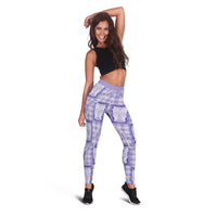 Aloha Hawaii Tiki Palaka Motifs Leggings Honohono Lei Purple Elegant Vibes LT14 - Polynesian Pride