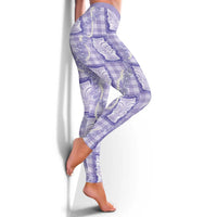 Aloha Hawaii Tiki Palaka Motifs Leggings Honohono Lei Purple Elegant Vibes LT14 - Polynesian Pride