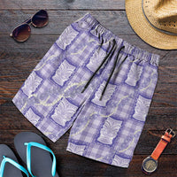 Aloha Hawaii Tiki Palaka Motifs Shorts for Men Honohono Lei Purple Elegant Vibes LT14 Purple - Polynesian Pride