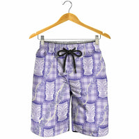 Aloha Hawaii Tiki Palaka Motifs Shorts for Men Honohono Lei Purple Elegant Vibes LT14 - Polynesian Pride