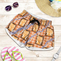 Aloha Hawaii Tiki Palaka Motifs Shorts for Women Honohono Lei Orange Elegant Vibes LT14 Orange - Polynesian Pride