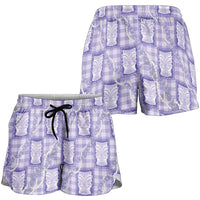 Aloha Hawaii Tiki Palaka Motifs Shorts for Women Honohono Lei Purple Elegant Vibes LT14 - Polynesian Pride