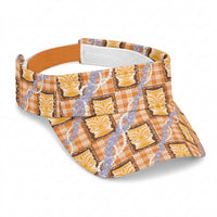 Aloha Hawaii Tiki Palaka Motifs Sun Visor Cap Honohono Lei Orange Elegant Vibes LT14 Universal Fit Orange - Polynesian Pride