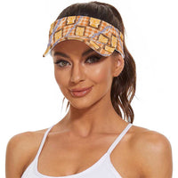 Aloha Hawaii Tiki Palaka Motifs Sun Visor Cap Honohono Lei Orange Elegant Vibes LT14 - Polynesian Pride