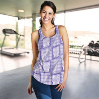 Aloha Hawaii Tiki Palaka Motifs Women Racerback Tank Honohono Lei Purple Elegant Vibes LT14 - Polynesian Pride