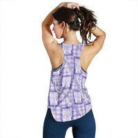 Aloha Hawaii Tiki Palaka Motifs Women Racerback Tank Honohono Lei Purple Elegant Vibes LT14 - Polynesian Pride